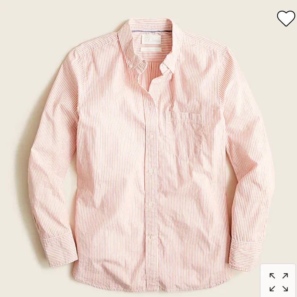 Classic-fit washed cotton poplin shirt in pinstripe (Clay Sand Color)